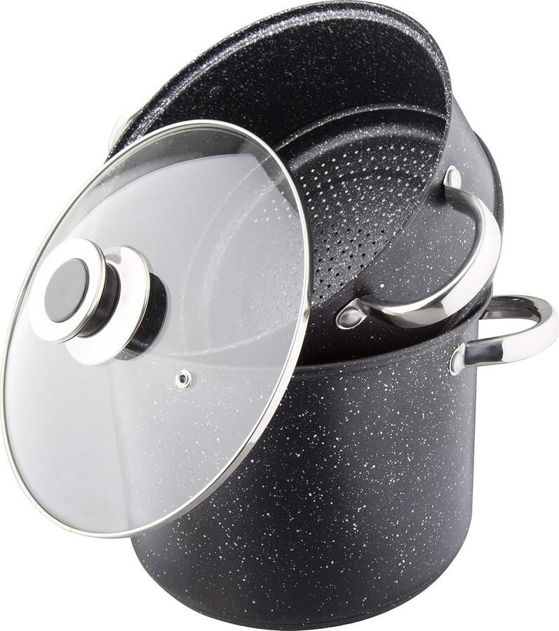 Couscous Pan Stoompan Kookpan Gezond Koken 3-in-1 Functie 30 Cm 15 Liter Zwart