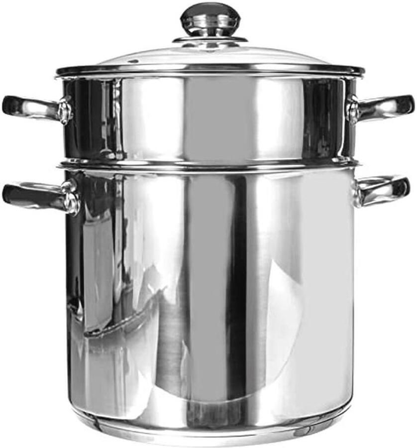 Couscousmaker met Glazen Deksel Geschikt voor Inductie en Alle Warmtebronnen Ø24cm 9L RVS