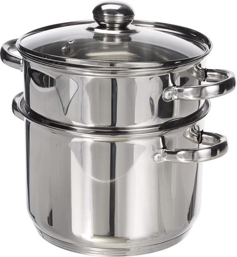 Couscouspan en stoompan 3-in-1 ketel Gezond koken Roestvrij staal 6 Liter Grijs