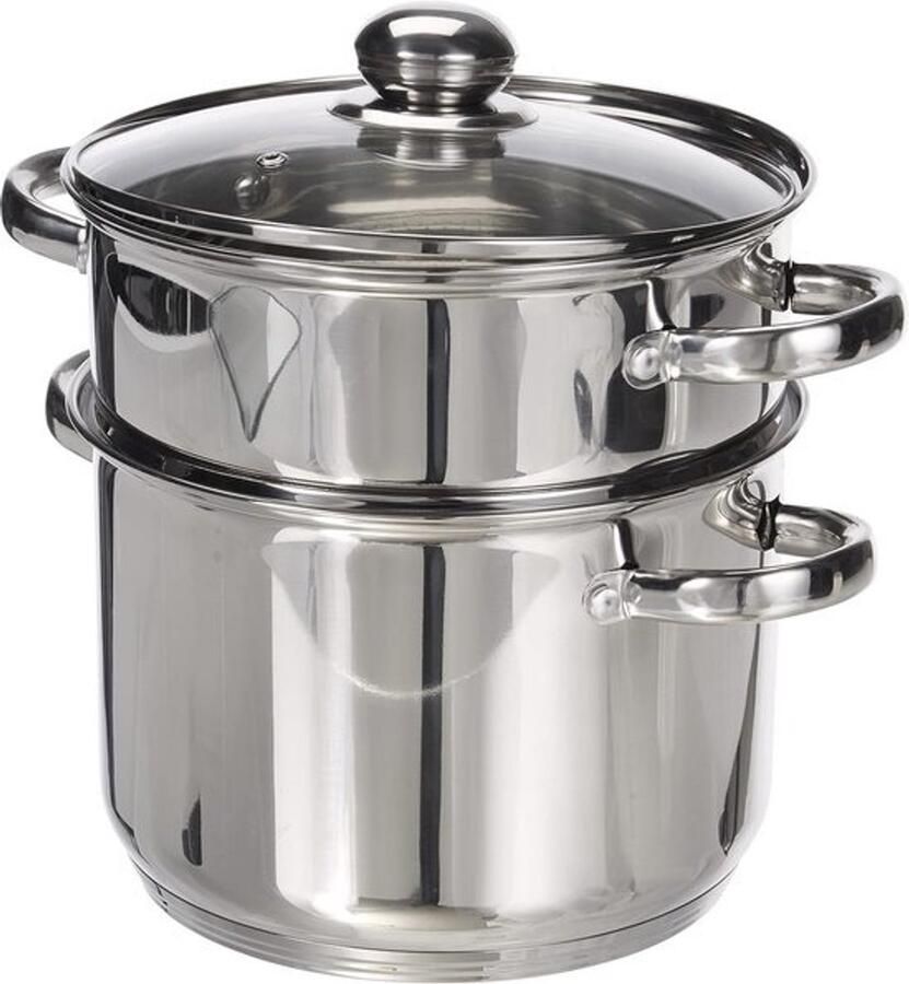 Couscouspan Stoompan 3-in-1 22 cm 6 Liter Roestvrij Staal Voor Inductie en Alle Warmtebronnen