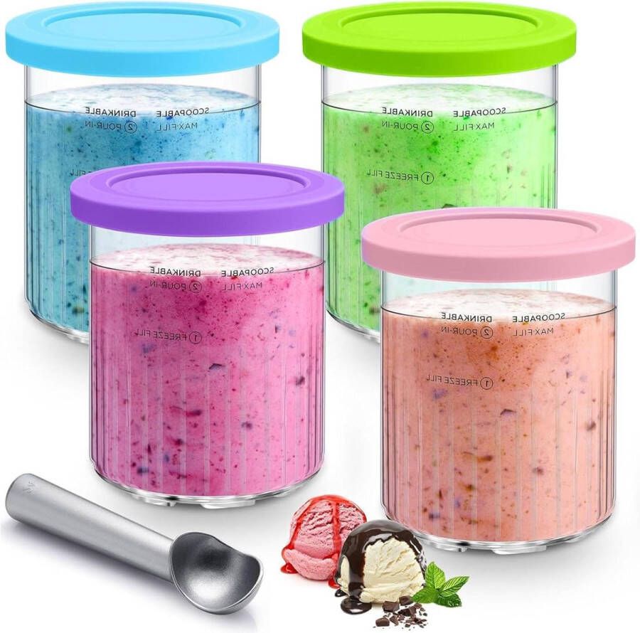 Creami Containers 680ml 11-in-1 Ninja Ijsmachine BPA-vrij en Vaatwasmachinebestendig Accessoires 4 stuks