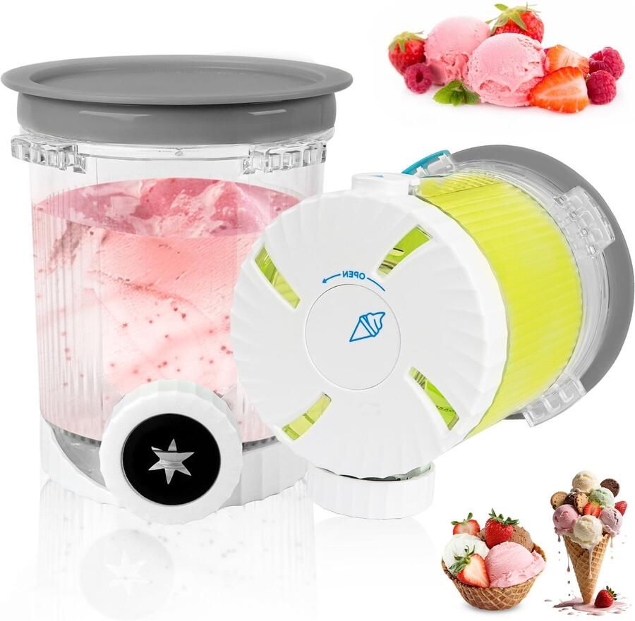 Creamy Tubs NC701EU 2 stuks containers voor by CREAMi softijs- en ijsmachine 480 ml accessoires voor Ninja ice Cream Maker vaatwasmachinebestendig