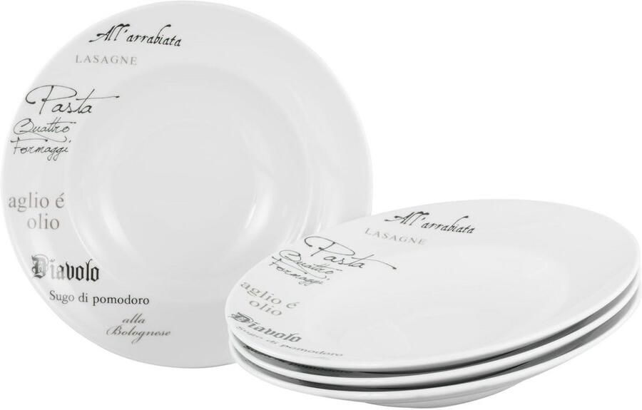 CreaTable 19569 Europa Gustoso series 4-piece dinnerware set for 4 people pasta plates set made of porcelain dishwasher and microwave safe Made in Europe