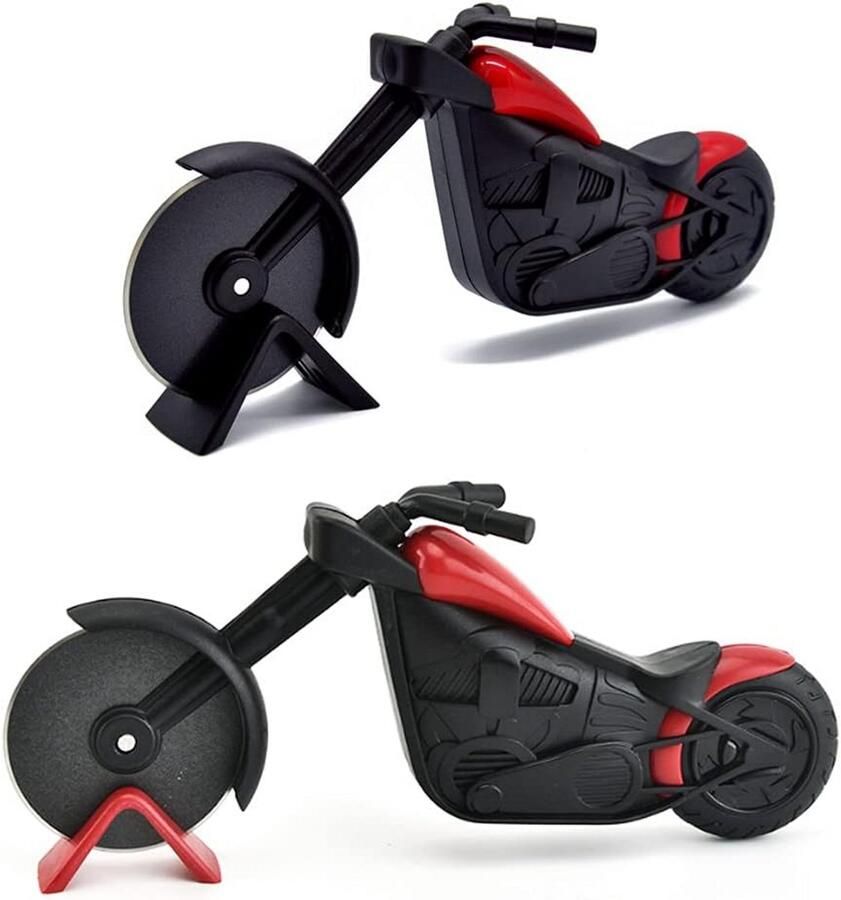 Creatieve Motorfiets Pizzasnijder Set van 2 RVS Dubbel Wielsysteem