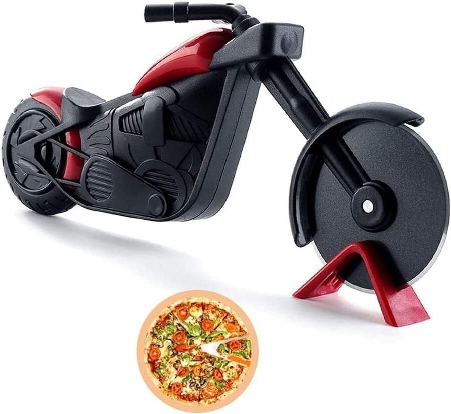 Creatieve Pizza Snijder van Roestvrijstaal met Scherpe Snijwiel en Stand Perfect voor Feestjes Kerst en Unieke Cadeaus