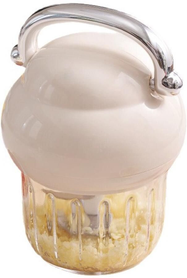 Crème witte elektrische babyvoedselmachine met 350 ml roestvrijstalen blender USB-oplaadbare hak- en maalapparaat speciaal voor babyhapjes ook geschikt voor knoflook noten en groenten