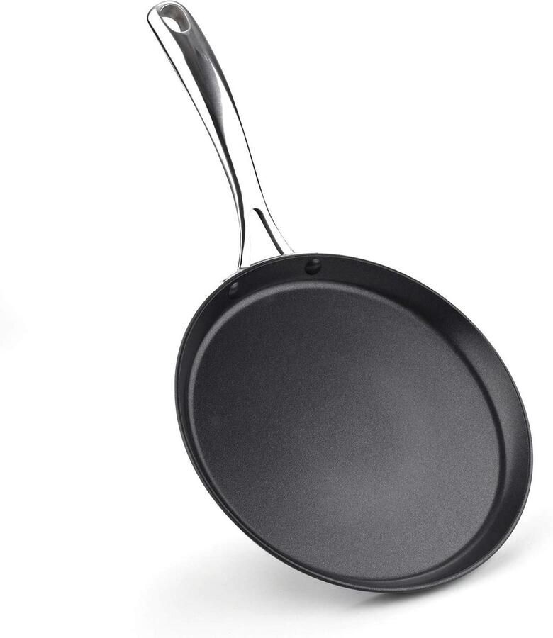 Crêpe Bakplaat Pan Pannenkoekenpan Lekkere Pannenkoeken Maken Hard Geanodiseerd Oppervlak 24 cm Zwart