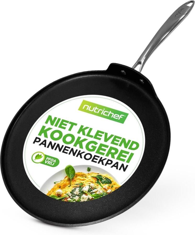 Crêpe- en Pannenkoekenpan Anti-aanbak Crêpepan Ideaal voor Pannenkoeken Dosa en Tortilla's Sterk Geanodiseerd PFOA-Vrij Vaatwasmachinebestendig