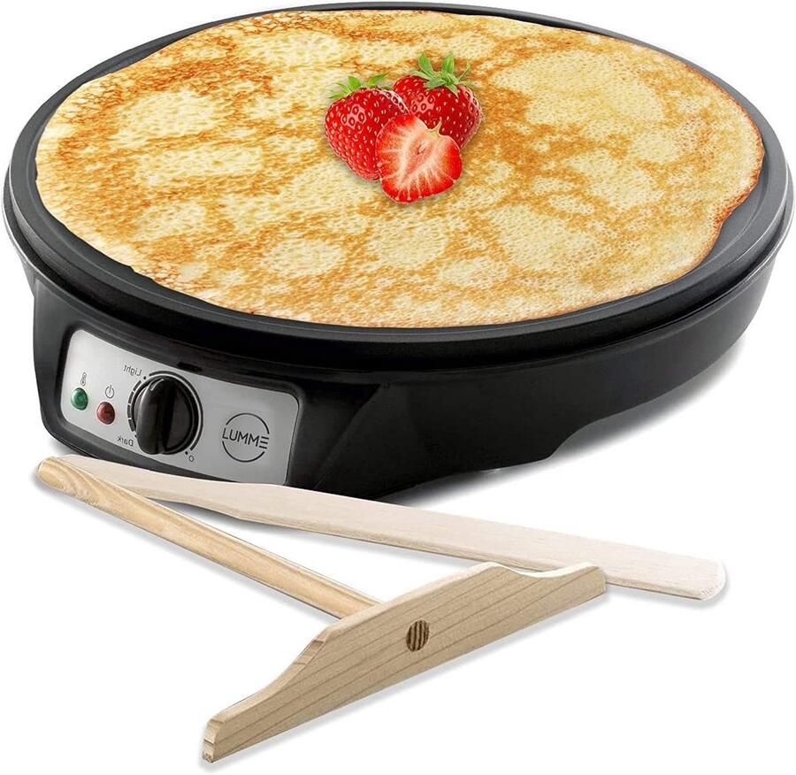 Crepe Maker met Antiaanbaklaag en Instelbare Temperatuur – Ideaal voor Crêpes Pannenkoeken en Meer