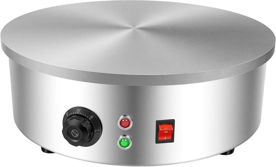 Crêpe Maker Pannenkoekenmachine Crêpe Apparaat Ontbijt Maken Dubbelzijdige Antiaanbaklaag 45 cm Zilver