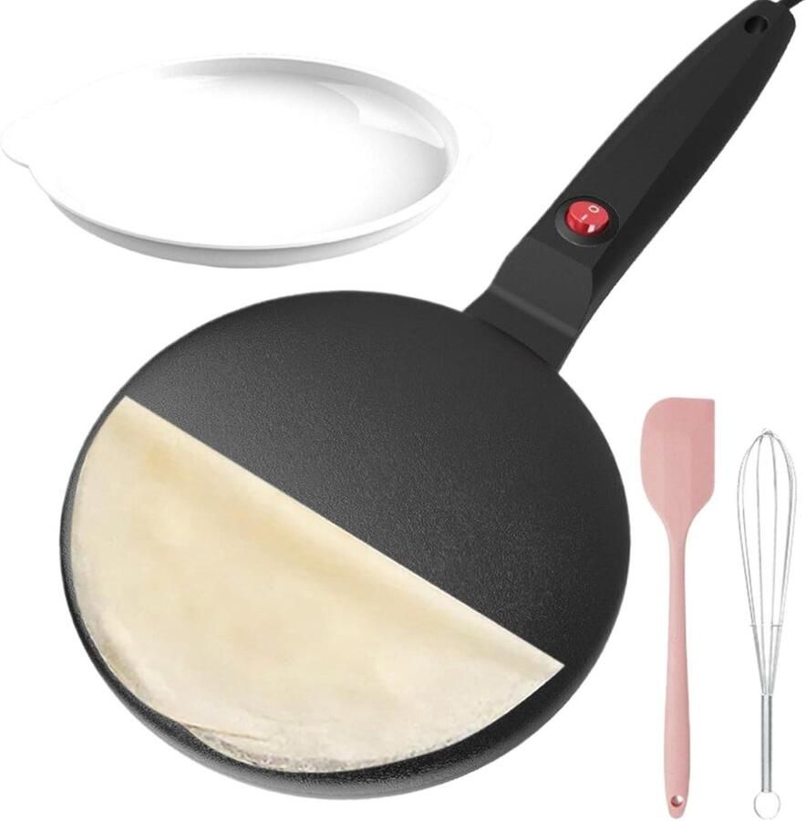 Crepe Maker Pannenkoekenmaker Elektrisch Ontbijt Bereiden Automatische Temperatuurregeling 19 cm Diameter Zwart