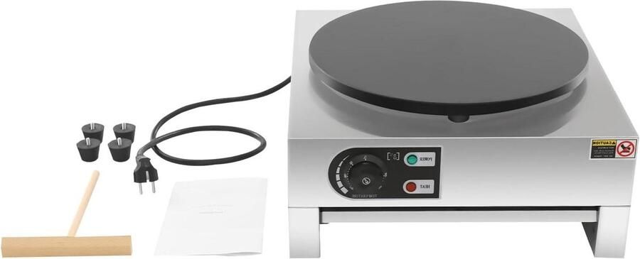 Crepe Maker Pannenkoekenmaker Tortillamaker Snelle Snacks Bereiden Dubbelzijdige Grillplaat 40 cm Diameter Zilver Zwart