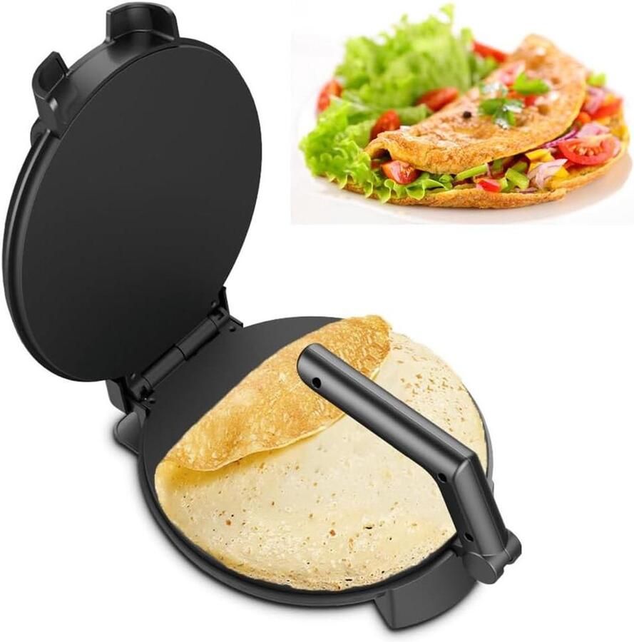 Crêpe Maker Pannenkoekenmaker Tortillapers Ontbijt Maken Instelbare Temperatuur 25 cm Zilver