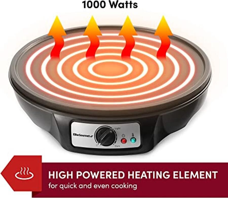Crêpe Maker Pannenkoekenplaat Ontbijt Maken 5 Temperatuurstanden 30 cm Zilver