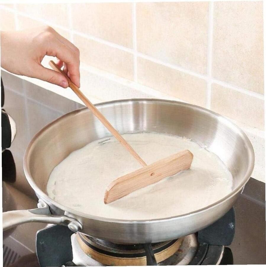 Crêpe Maker Spreader Pannenkoek Beslag Spreader Keuken Koken T-vorm Ontwerp 23.5 cm Bruin