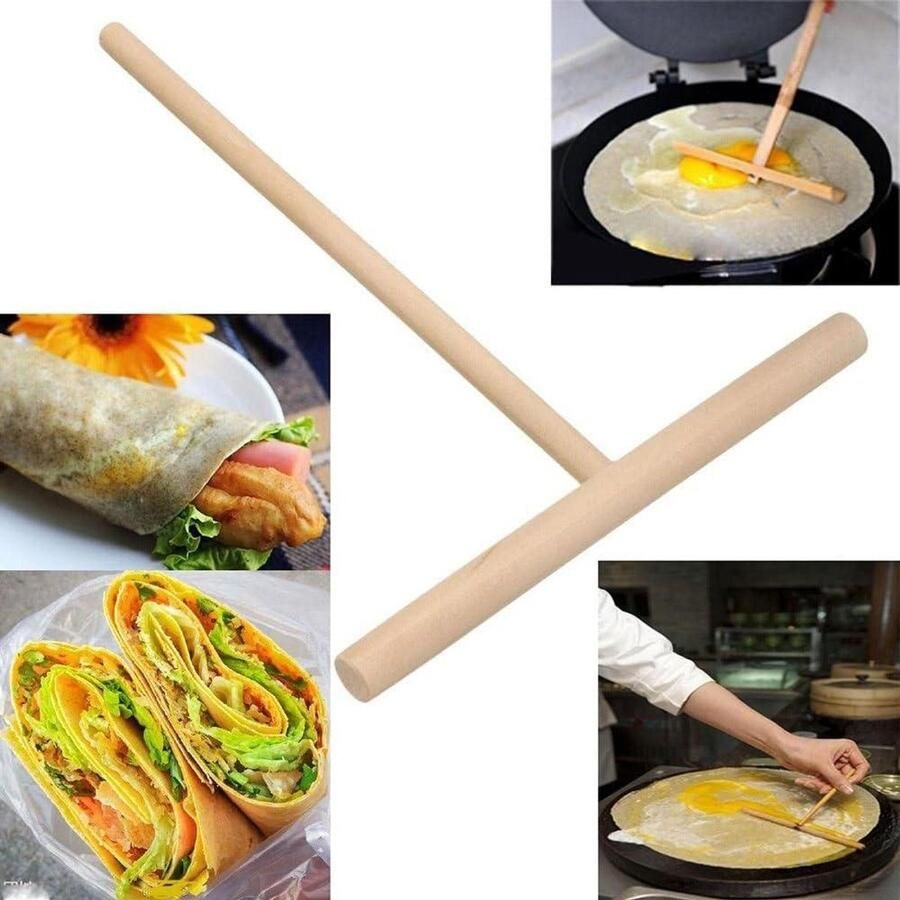 Crêpe Maker Spreider Pannenkoek Beslag Stok DIY Keuken Gebruik Houten Materiaal 12x15.5cm Natuurlijk Hout