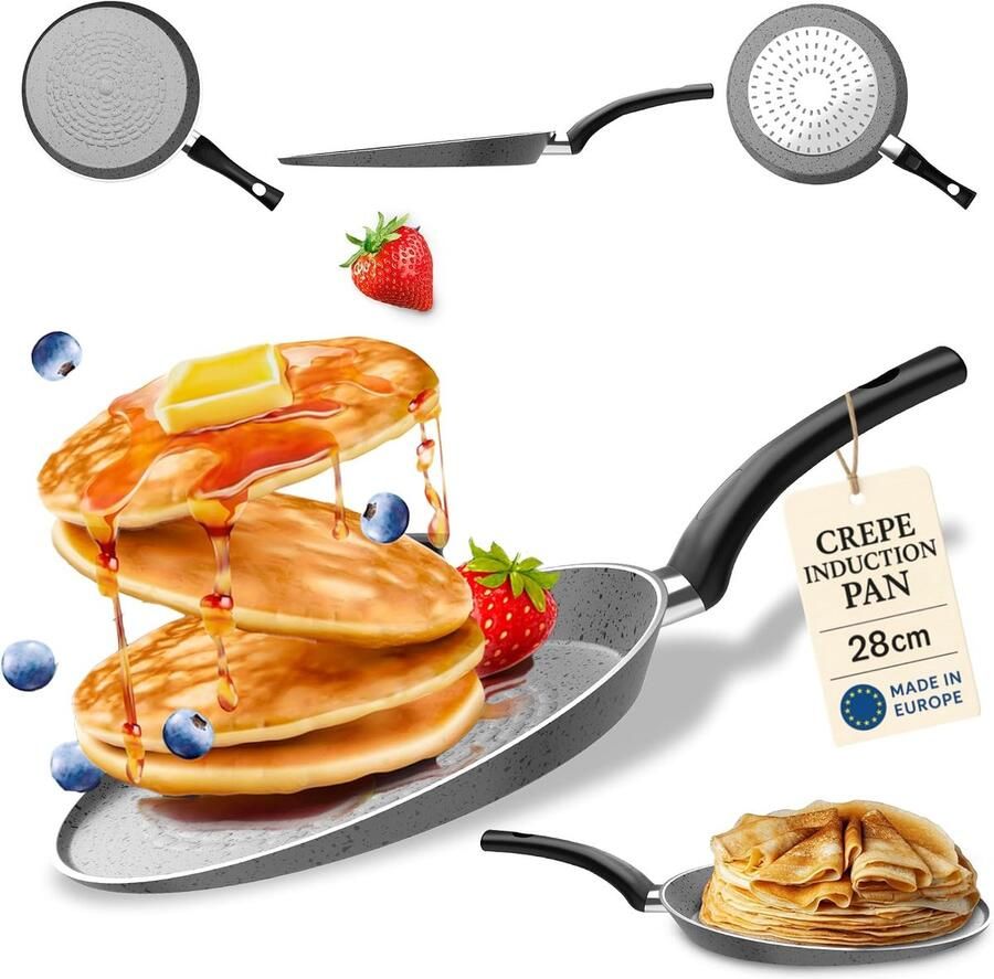 Crepe pan inductiekookpan 28 cm antiaanbaklaag pannenkoekenpan inductie - Foto 1