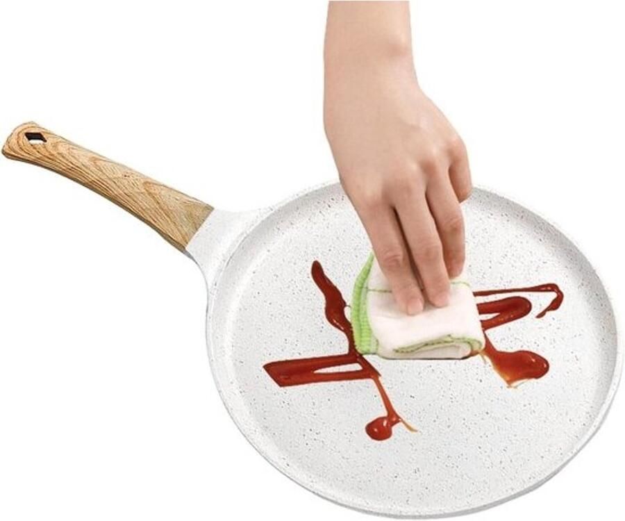 Crêpe Pan Koekenpan Inductie Ontbijt Bakken Antiaanbaklaag 24 cm Wit