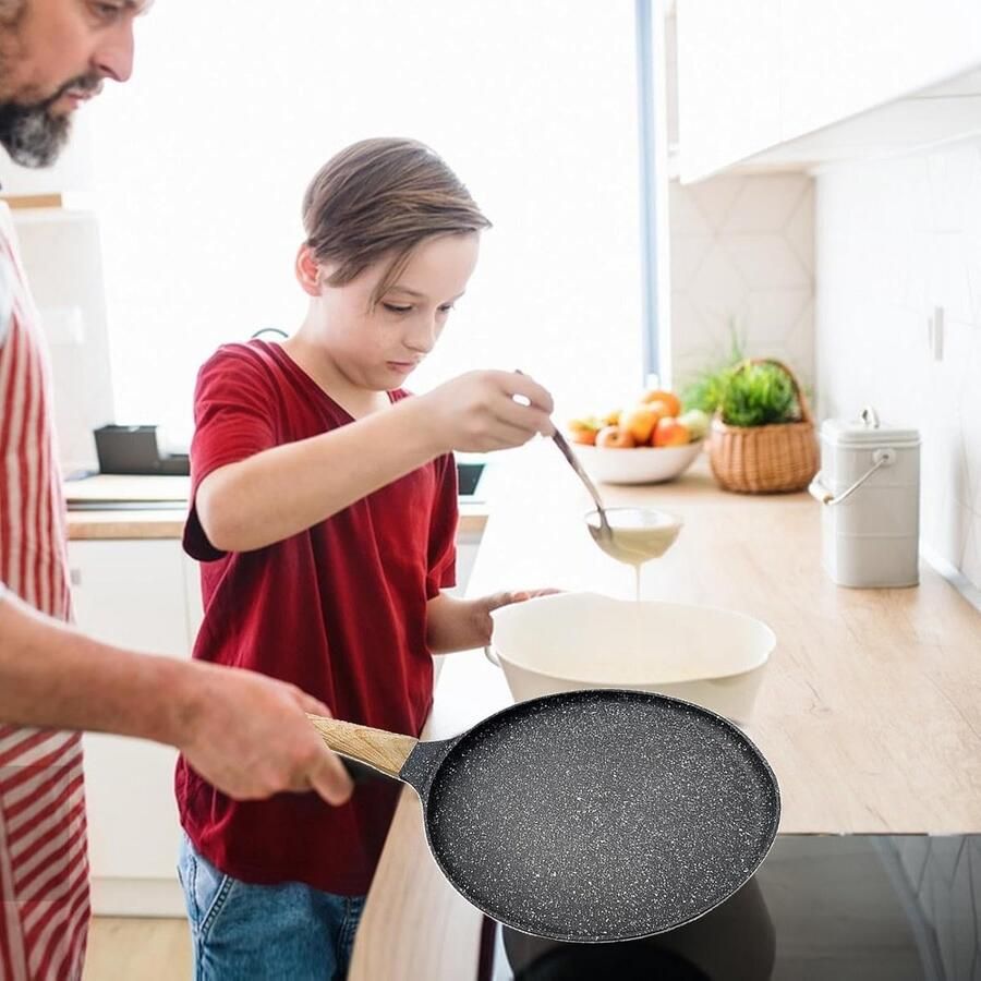 Crêpe Pan Pannenkoekenpan Bakplaat Ontbijt Bakken Antiaanbaklaag 24 cm Zwart