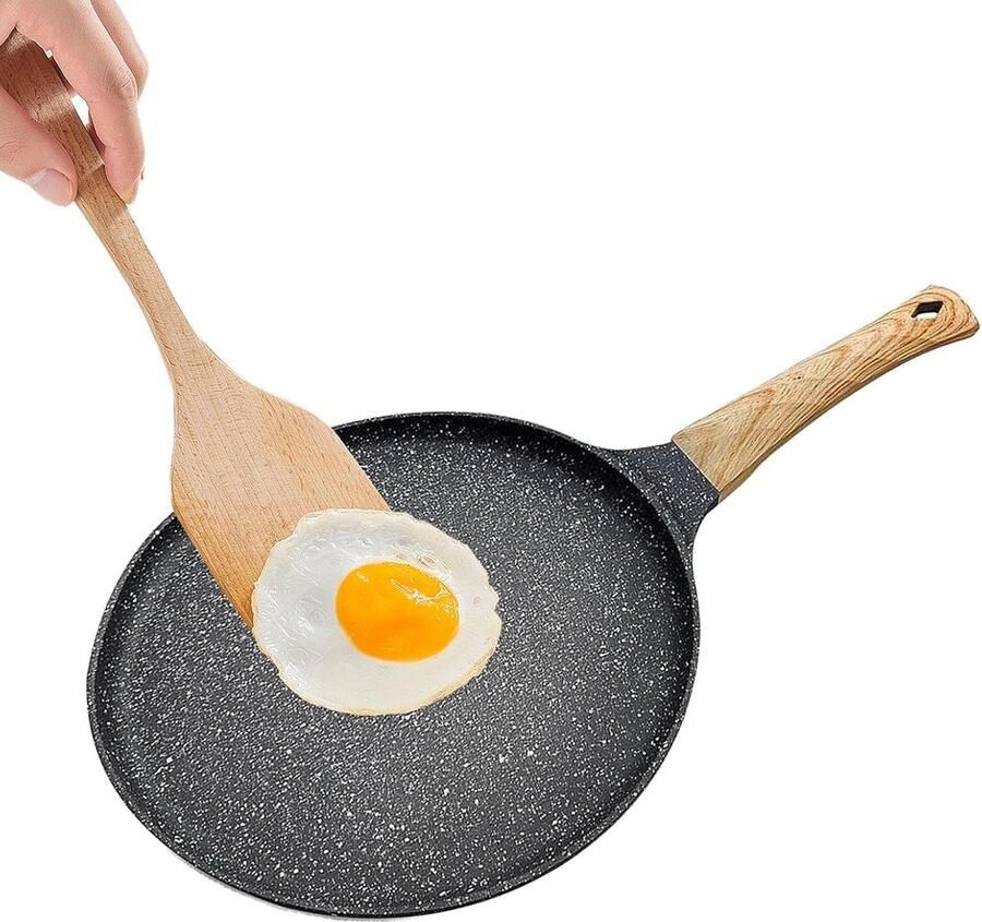 Crêpe Pan Pannenkoekenpan Ei Veelzijdig Koken Anti-aanbaklaag 24 cm Zwart