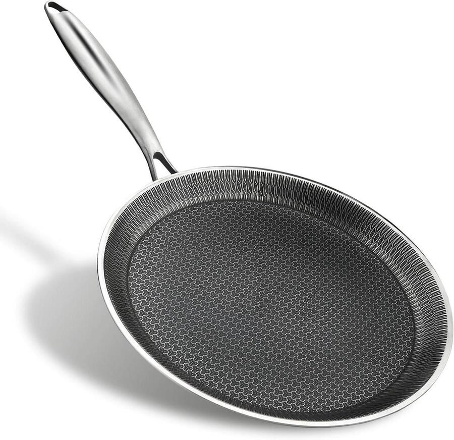 Crêpe Pan Pannenkoekenpan Koekenpan Lekkere Maaltijden Maken Honingraat Structuur 28 cm Zilverkleurig