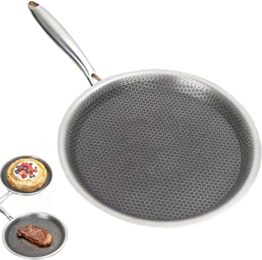 Crêpe Pan Pannenkoekenpan Koekenpan Ontbijt Bakken Honingraat Coating 24-32 cm Zilver