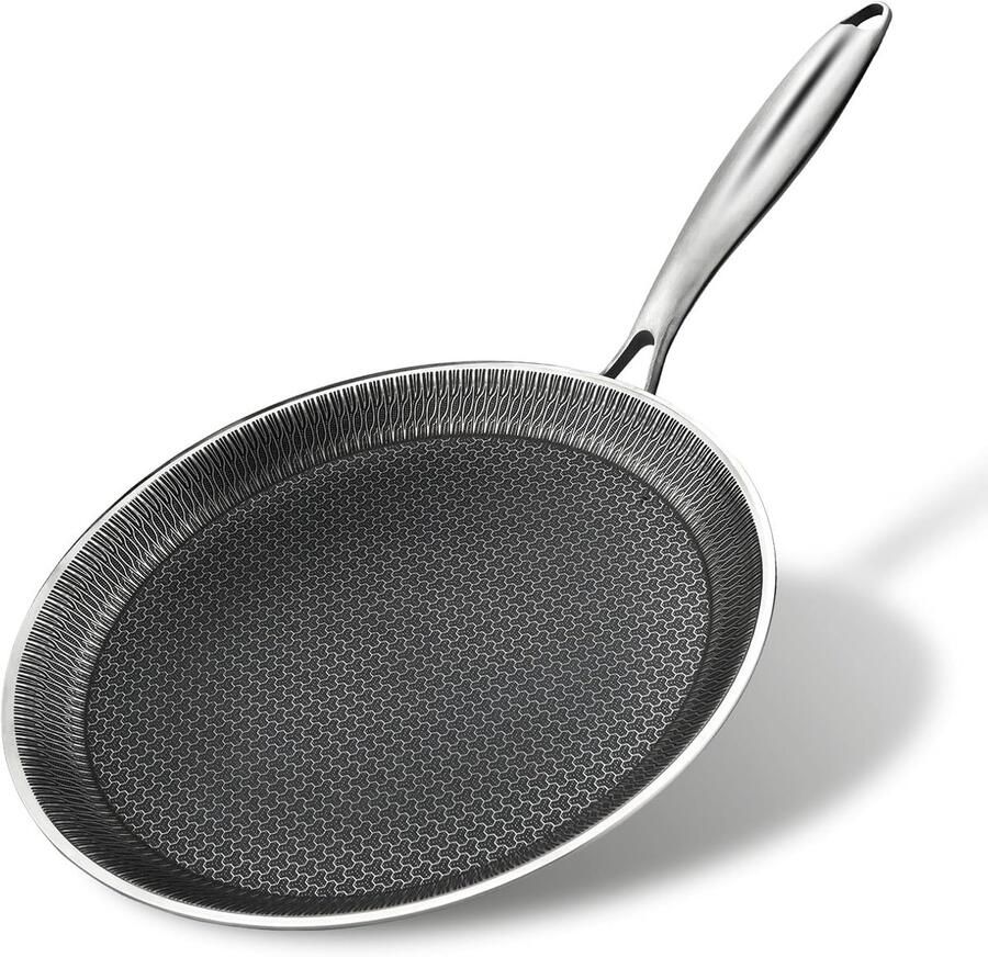Crêpe Pan Pannenkoekenpan Koekenpan Ontbijt Maken Honingraatstructuur 28 cm Zilver