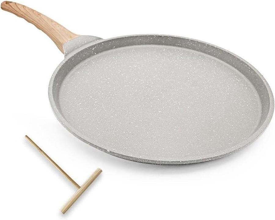 Crêpe pan Pannenkoekenpan Lekkere pannenkoeken maken Medische steen coating 30 cm Wit