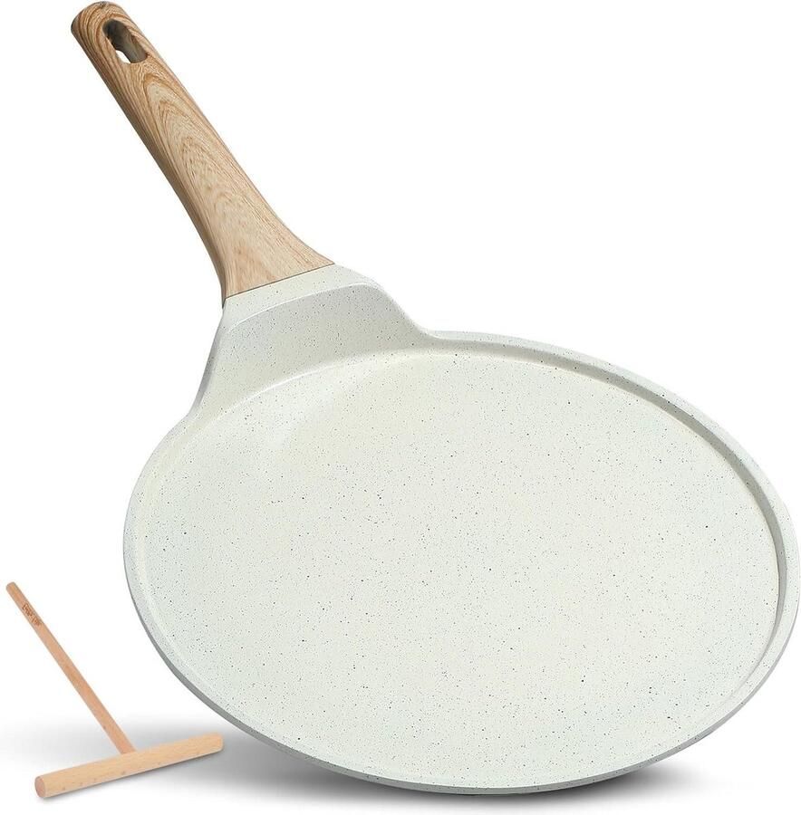 Crêpe Pan Pannenkoekenpan Platte Koekenpan Ontbijt Maken Graniet Anti-aanbaklaag 24 cm Wit
