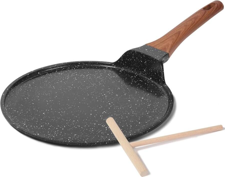Crêpe Pan Platte Koekenpan Pannenkoeken Bakken Keramische Antiaanbaklaag 24 cm Zwart