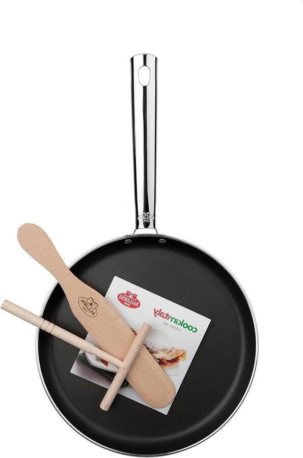 Crepe Pan Set Pannenkoekenpan Set Pannenkoeken Bakken Met Spatel en Receptenboek 26 cm Zwart
