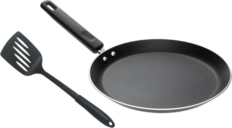 Crepe Pan Set Pannenkoekenpan Turner Koken en Bakken Krasbestendig Aluminium 24 cm Zwart