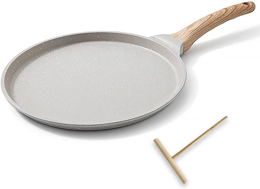 Crepe Pan Wit 25 cm Gegoten Aluminium met Antiaanbaklaag Voor Pannenkoeken en Crêpes