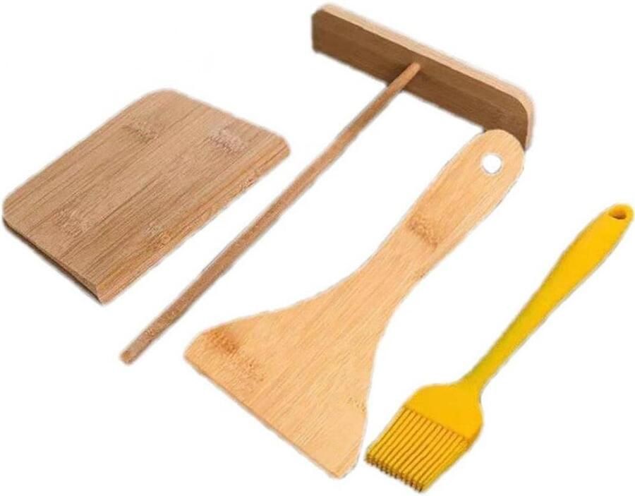 Crêpe Spreader Kit Pannenkoek Tool Pannenkoeken Maken Houten Materiaal 9x14cm Natuurlijk Hout