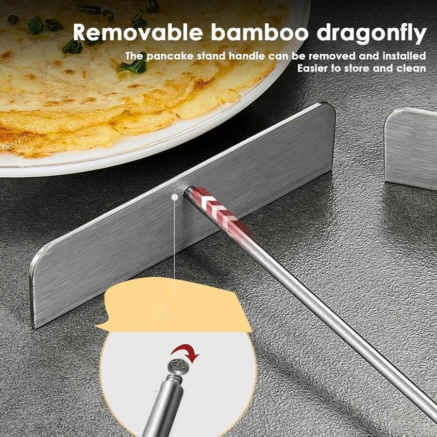 Crêpe Spreader Spatel Pannenkoeken Flipper Crêpes Maken Afneembare Grip 27x15 cm Roestvrij Staal