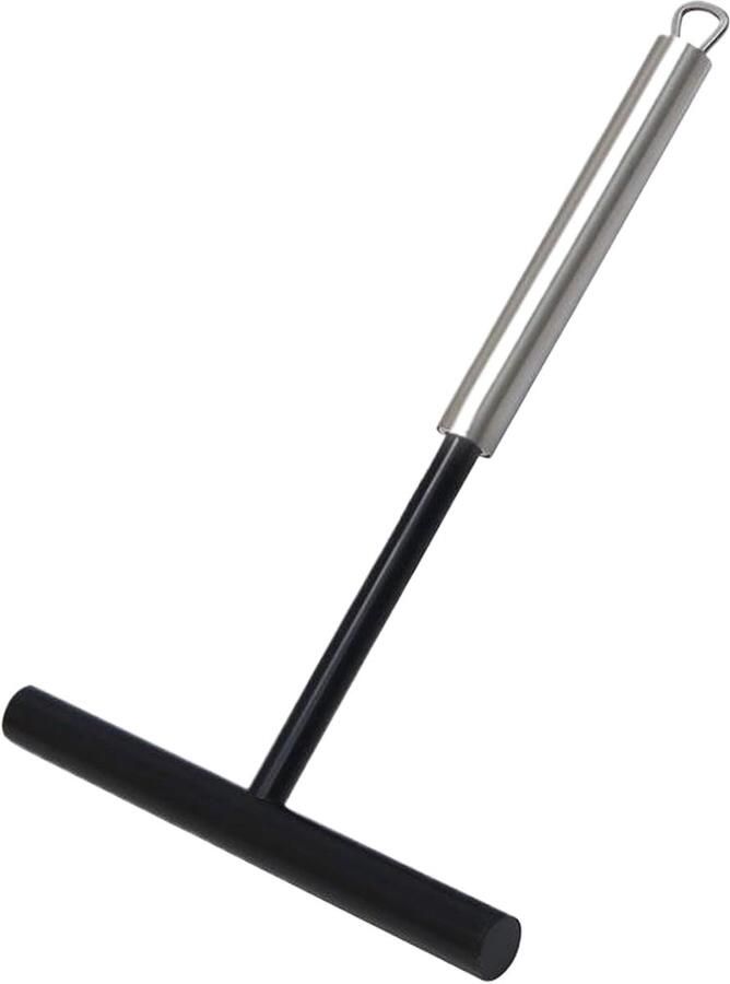 Crêpe Spreader Tool Dough Spatula Beslag Verspreiden T-Vorm Ontwerp 19.2 x 12.2 cm Zwart Zilver