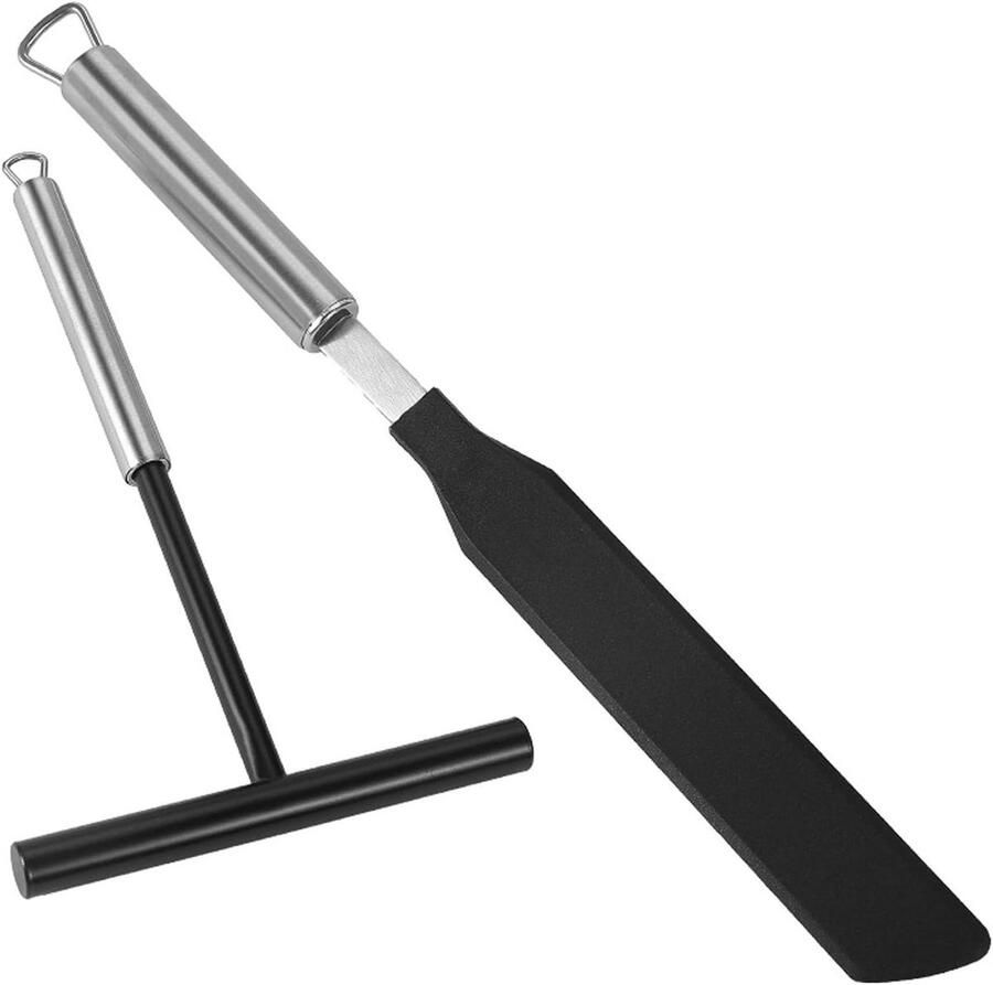 Crêpe Spreider Spatel Set Beslagmaker Tool Pannenkoeken Bakken T-vormig Beslag Verdelen 128 Gram Zwart