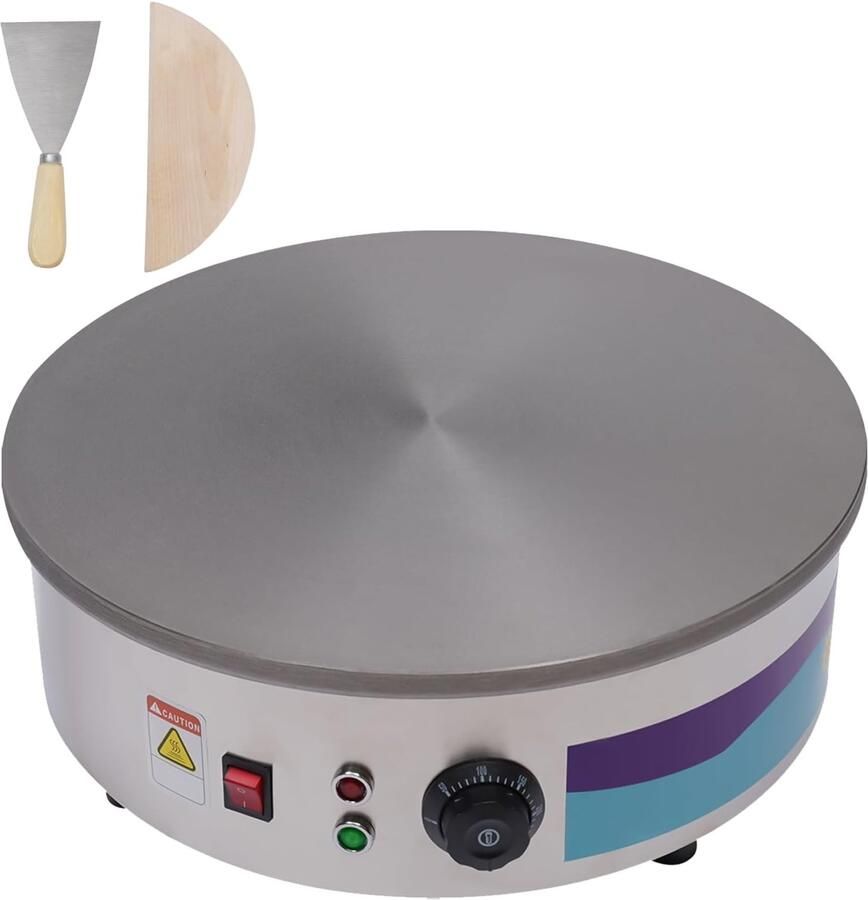 Crêpemaker 220 V 3000 W crêpeapparaat met 45 cm plaat gastronomische pannenkoekenmaker met deegverdeler en spatel crêpemaker 50-300 °C instelbaar voor palaatham omeletten