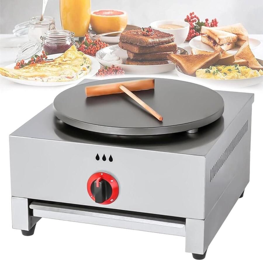 Crêpemaker Bakplaat Pannenkoekenmaker Elektrisch Thuis Eten Maken Groot Antiaanbak Oppervlak 40cm Diameter Zwart
