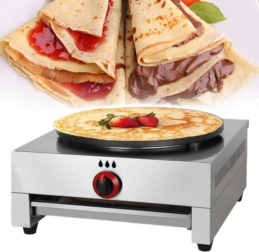 Crêpemaker Bakplaat Pannenkoekenmaker Fornuis Ontbijt Maken Antiaanbak Gelijkmatig 40 cm Zwart