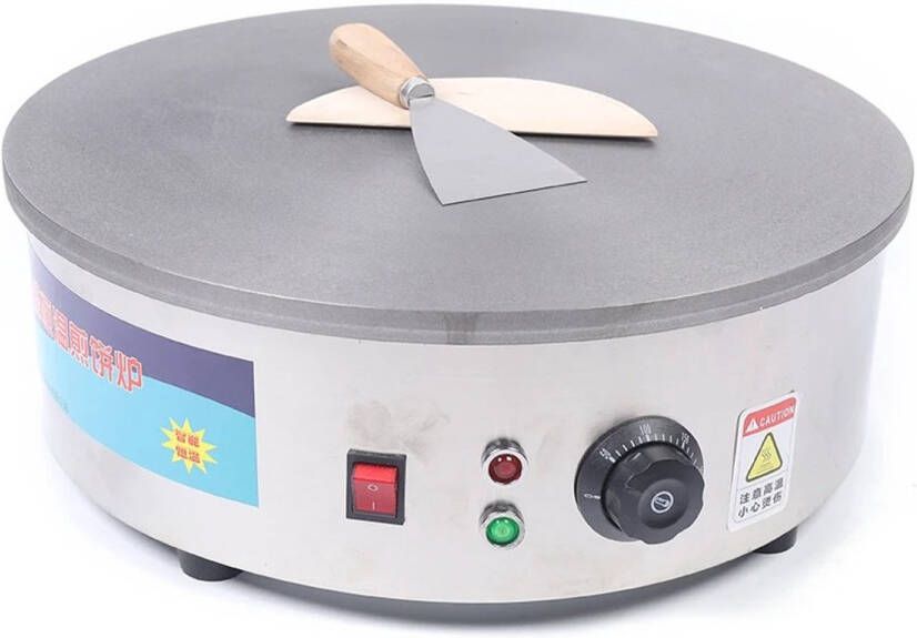 Crêpemaker Elektrisch 3KW – Horeca & Thuisgebruik – Zilver – Roestvrijstaal – Ø45 cm – Antiaanbaklaag – Verstelbare Temperatuur – 1 Stuks – Hoog Vermogen & Eenvoudig Schoon te Maken