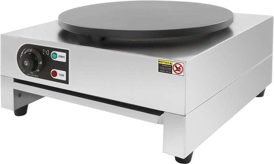 Crêpemaker Elektrisch Pannenkoekenapparaat Wafelmachine Lekkere Crêpes Maken Grote Verwarmingsplaat 40 cm Diameter Grijs
