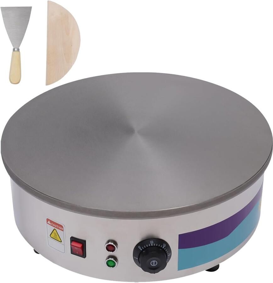 Crêpemaker Pannenkoekenapparaat Professioneel Bakken Instelbare Temperatuur 45 cm Plaat Zilver