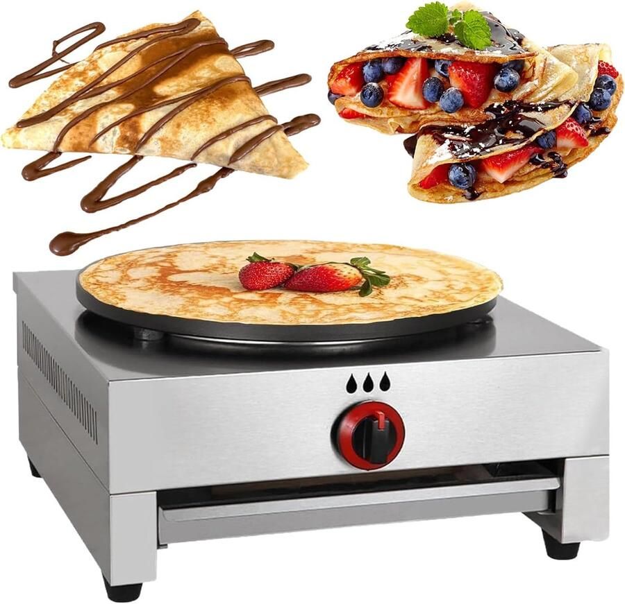 Crêpemaker Pannenkoekenmaker Bakplaat Apparaat Brunch Bereiden Antiaanbaklaag Gelijkmatig 40cm Diameter Zilver