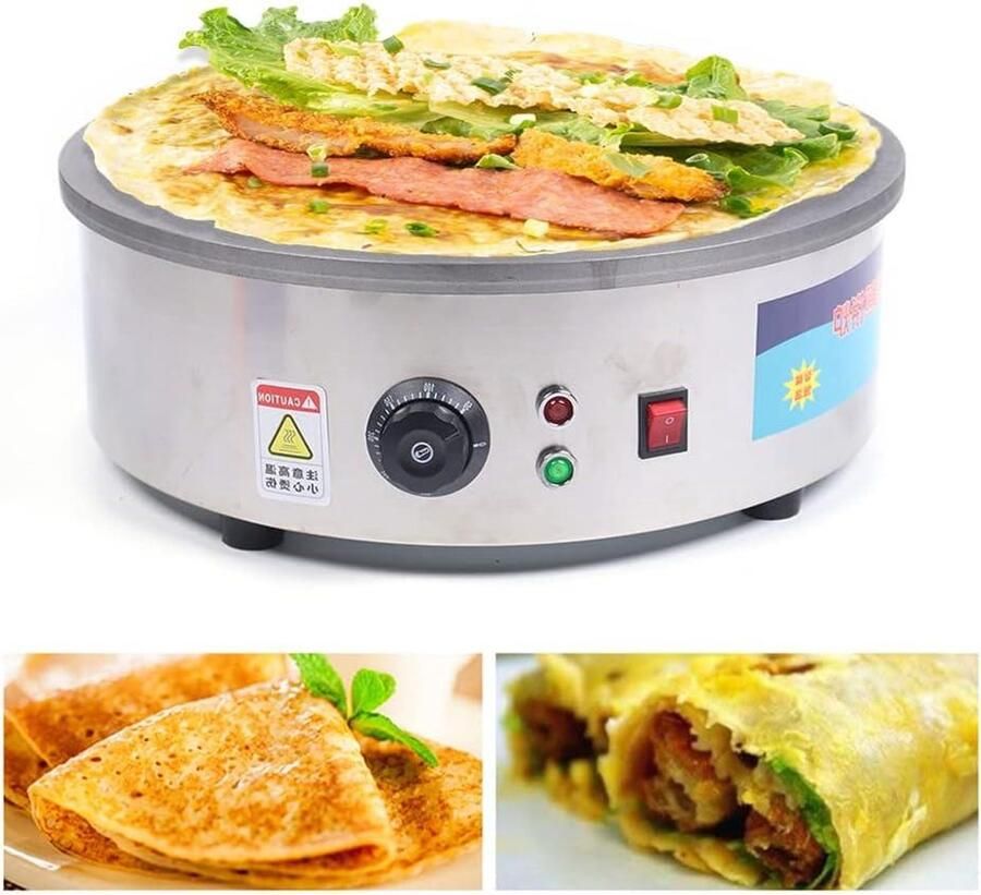 Crêpemaker Pannenkoekenmaker Tortillapers Zoete Pannenkoeken Maken Dubbelzijdige Verwarming 45 cm Diameter Zilver
