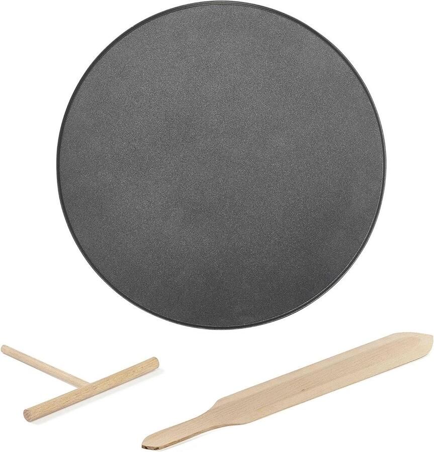 Crêpemaker Pannenkoekenplaat Crêpes Maken Gegoten Aluminium 35 cm Diameter Zwart