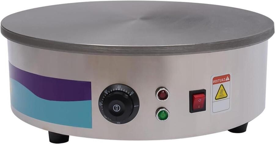 Crêpemaker Pannenkoekenplaat Elektrische Pan Lekkere Crêpes Maken Gietijzeren Kookoppervlak 45 cm Diameter Wit