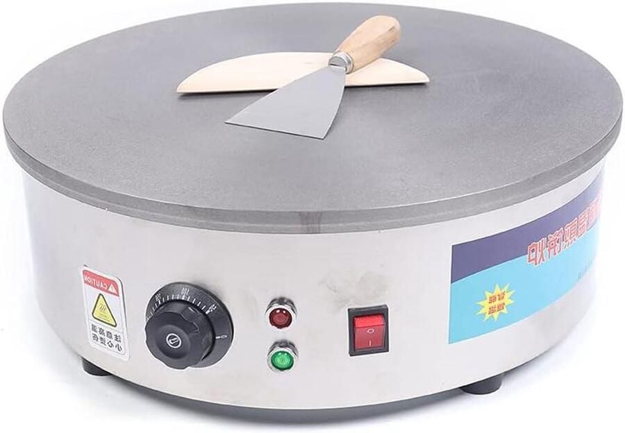 Crêpemaker Plaat Pannenkoekenmaker Gastro Snelle Pannenkoeken Gelijkmatige Verwarming 45 cm Diameter Zilver
