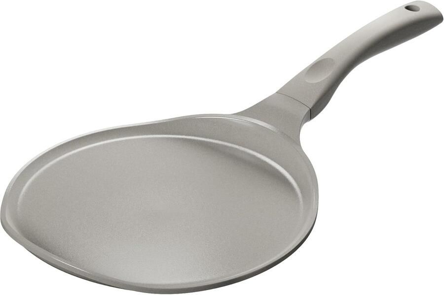 Crêpepan 26 cm pannenkoekenpan keramische antiaanbakpan voor omeletten platte pannenkoekenpan zonder PTFE PFAS en PFOA krasbestendig vaatwasmachinebestendig grijs