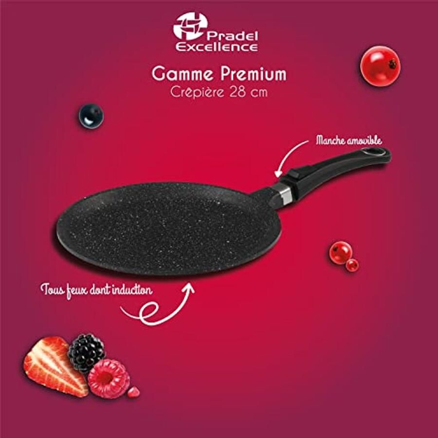 Crêpepan 28 cm met steen-look en gegoten aluminium